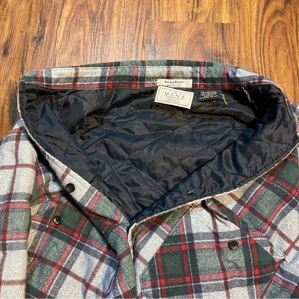 Vintage Sears Perma-Prest Quilted‎ Lined Flannel Shirt Jacket Shacket Mens Large